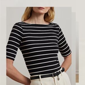 Ralph Lauren- Black and White Fitted Short Sleeve Top